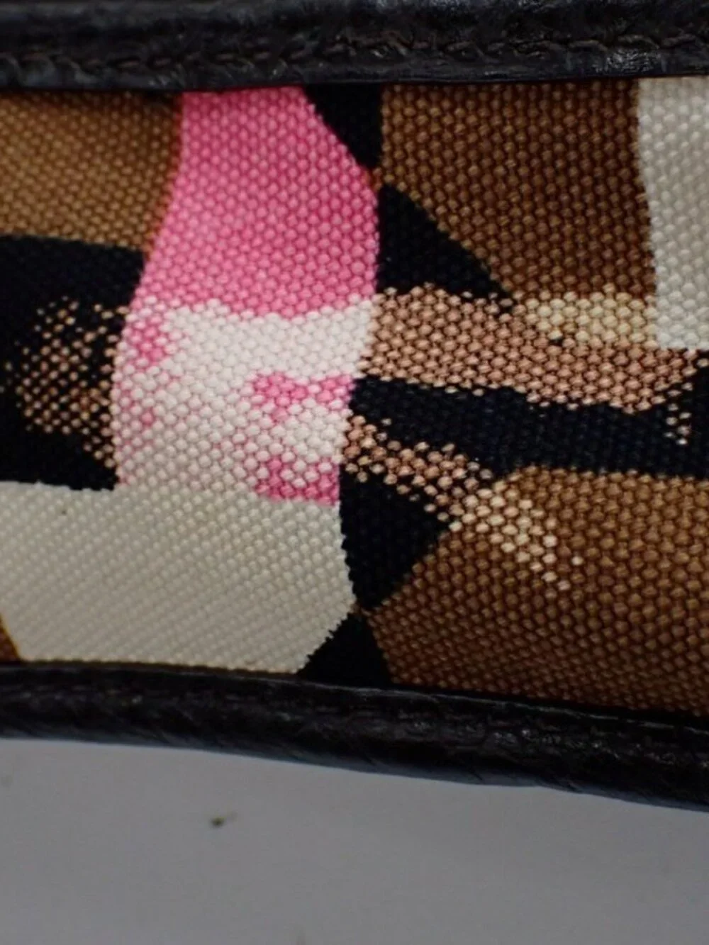 Prada Geometric Canvas & Deerskin Leather Tote
